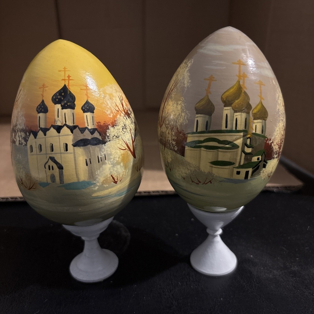 Set Of 2 Handpainted Eggs From Russia